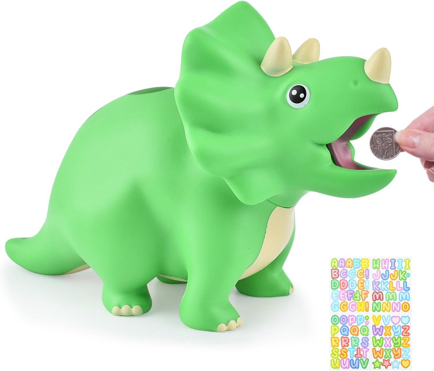 Dinosaur Piggy Bank for Kids – Unbreakable Plastic Coin Bank for Boys and Girls